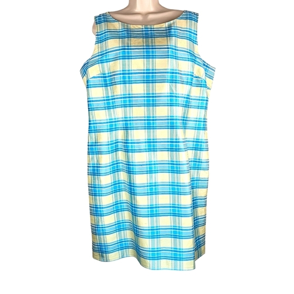 BOB MACKIE Silk Plaid Sheath Dress Size 16 - Picture 4 of 13